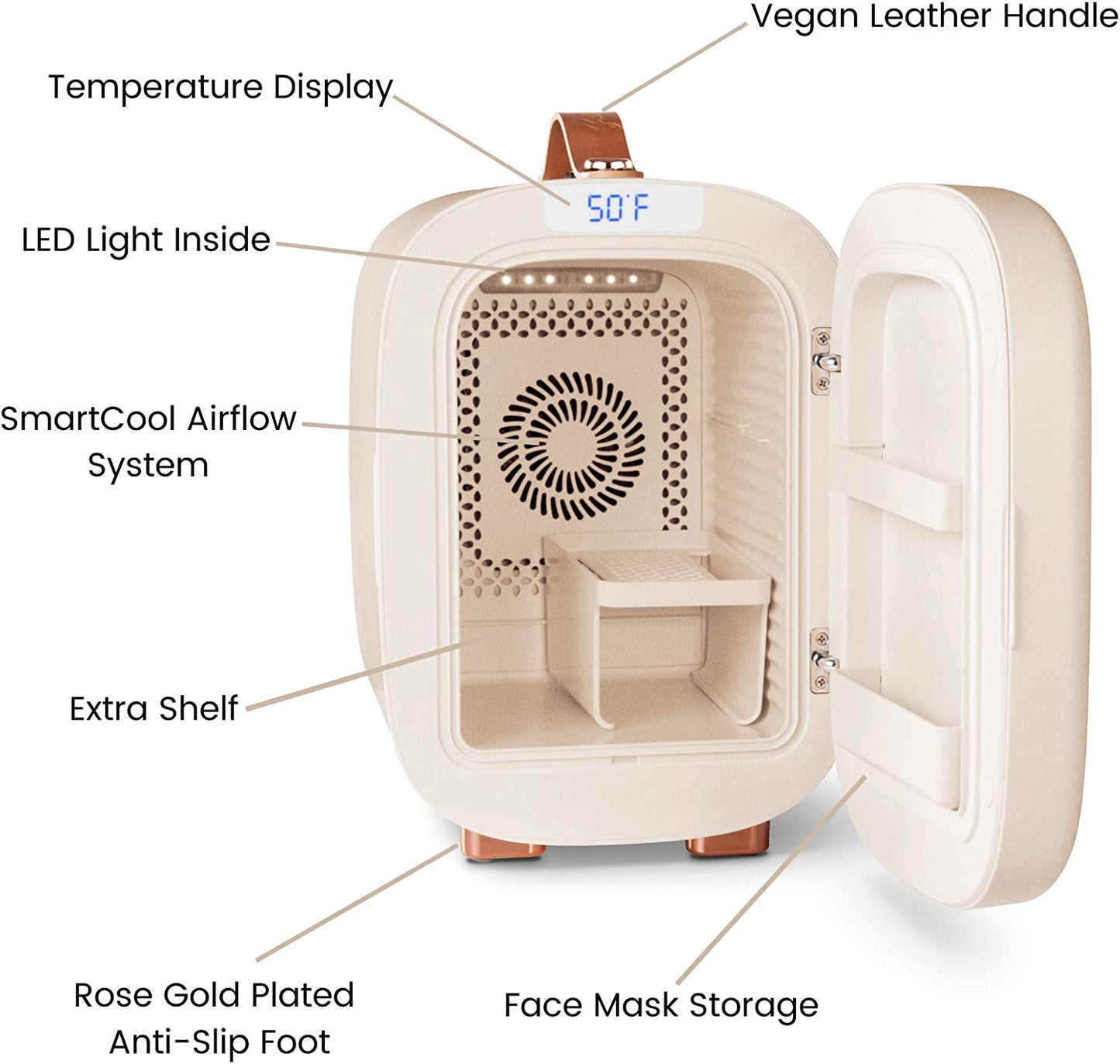 Mini Fridge, Professional Compact Fridge for Skincare, Mini Cosmetics, Makeup, 5 Liter (Cream White, 5L)