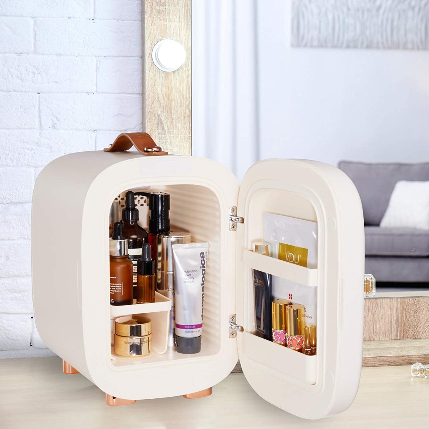 Mini Fridge, Professional Compact Fridge for Skincare, Mini Cosmetics, Makeup, 5 Liter (Cream White, 5L)