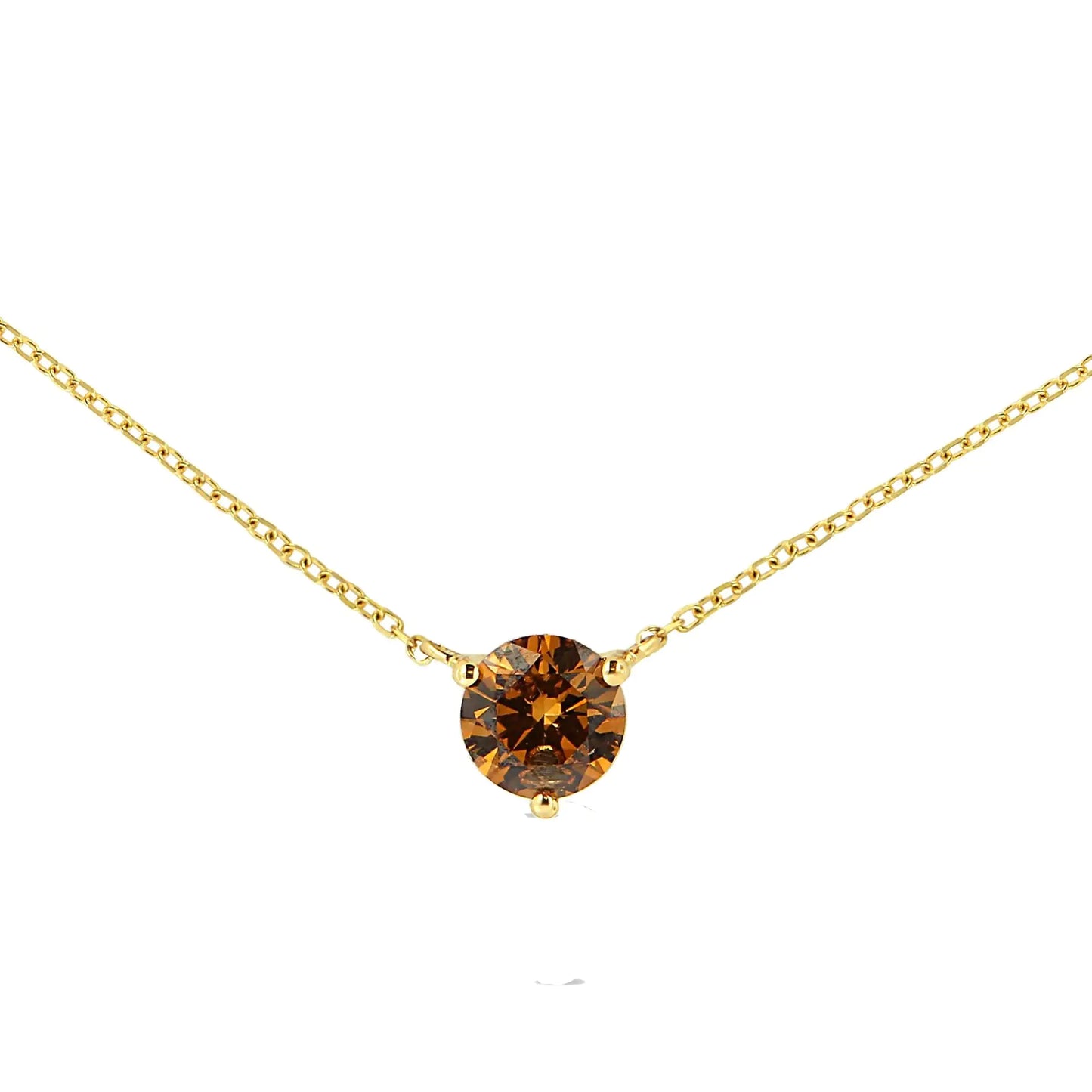 14K Yellow Gold 1/2 Cttw Martini Set Lab Grown Yellow Diamond Solitaire 18" Pendant Necklace (Yellow Color, VS2-SI1 Clarity)