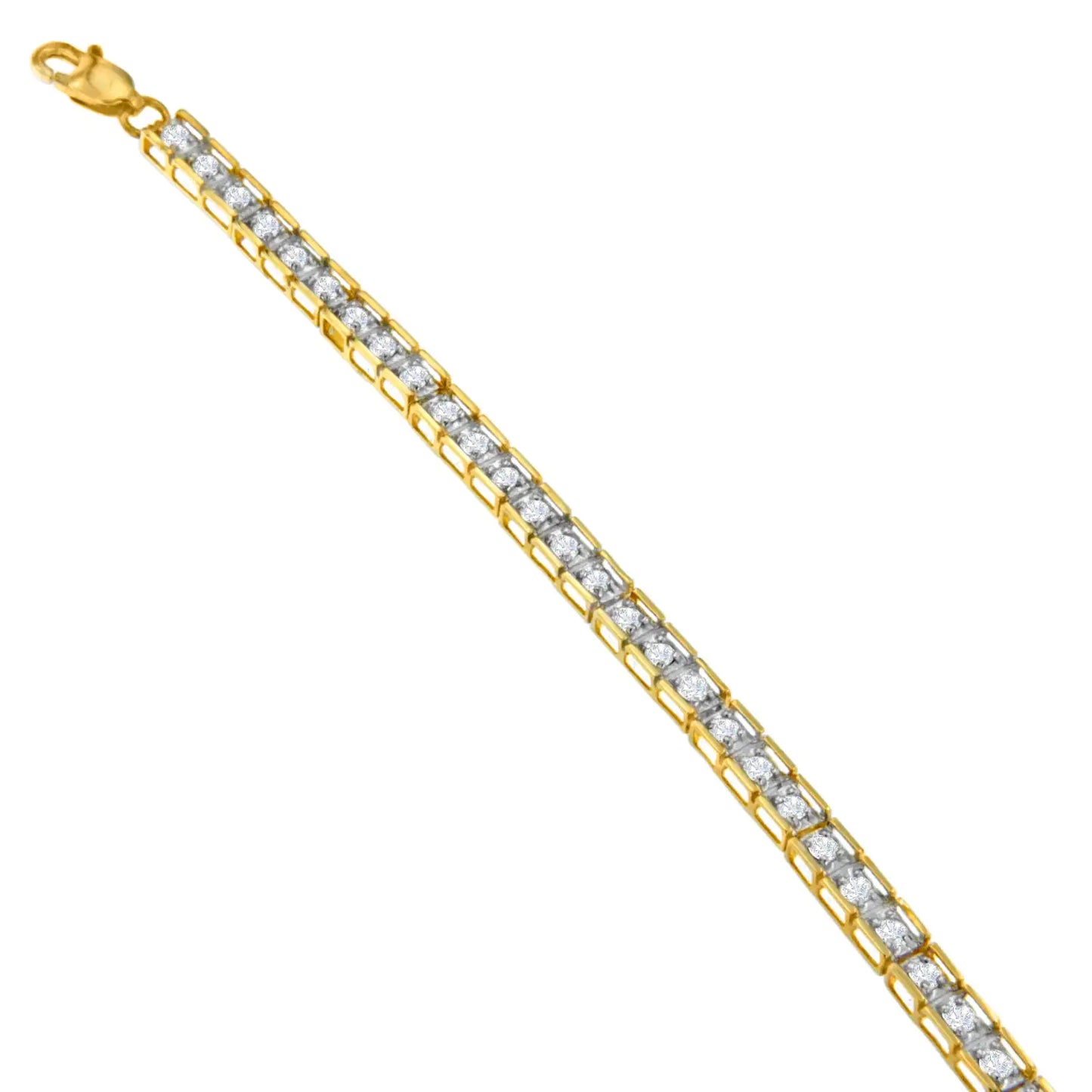 14K Yellow Gold Round-Cut Diamond Square Link Bracelet (1.00 cttw, H-I Color, I2-I3 Clarity)